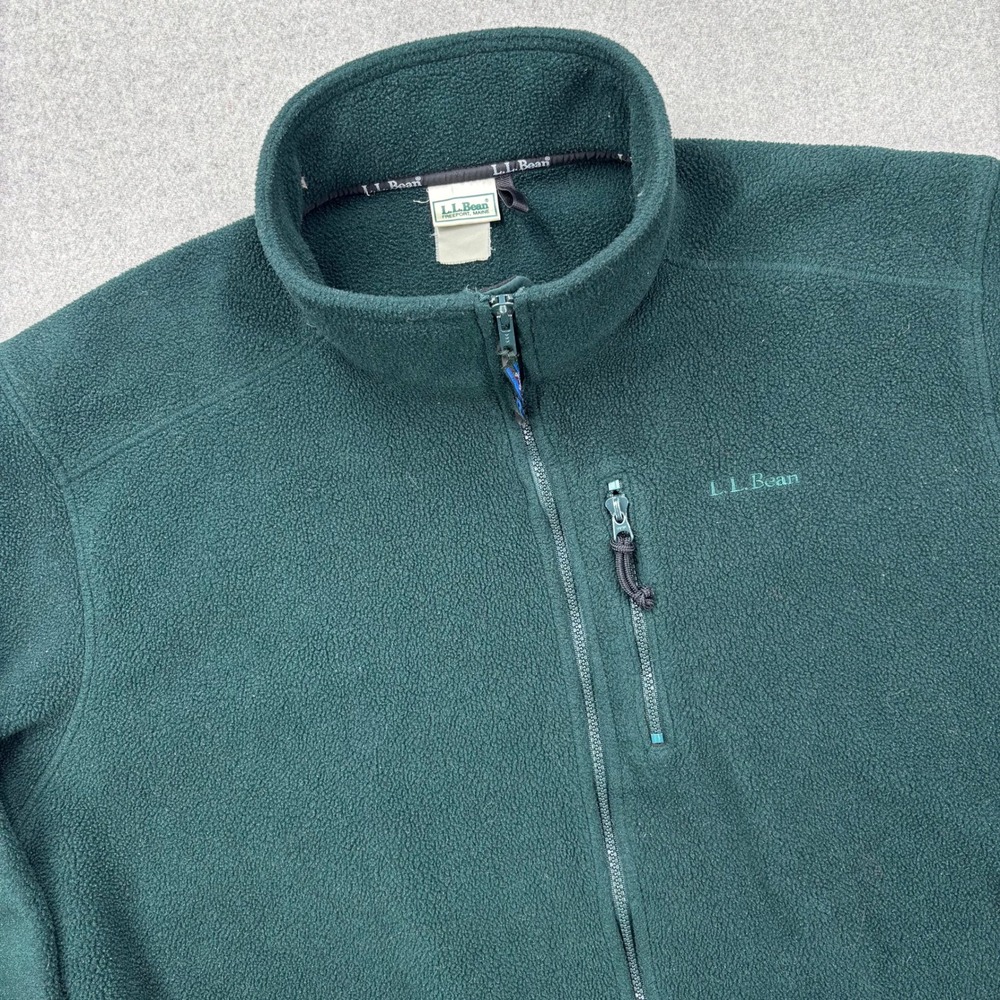 Vintage 90s LL Bean Fleece Jacket Mens XXL Hunter Green Boxy Deep Pile *READ